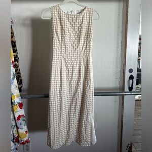 RIHOAS Beige and White Gingham Dress